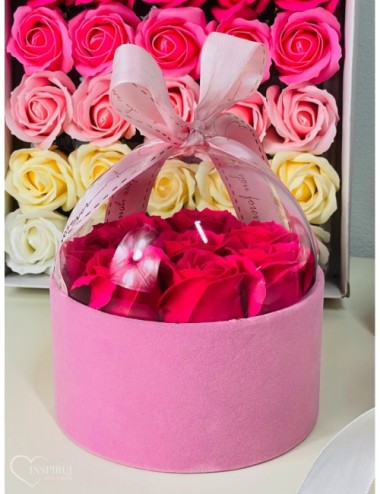 Flowerbox różowy z różami...