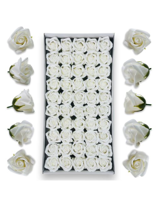 Zestaw 50x róż mydlanych biały