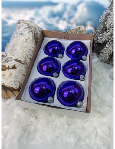 Granatowe szklane bombki w...